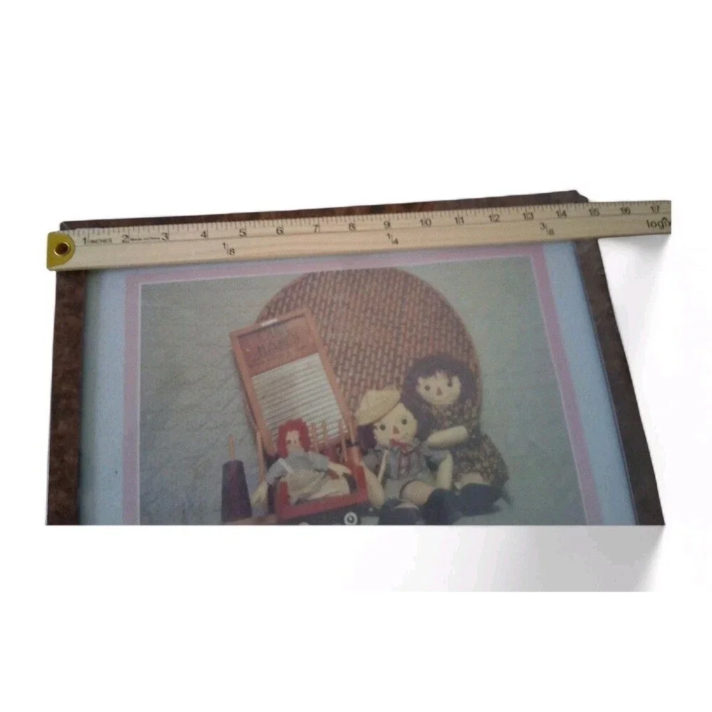 VTG New Raggedy Ann & Andy Dolls Framed Picture 15 X 12 Deadstock Plastic Wrap